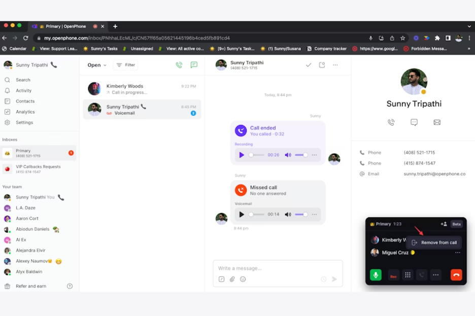 OpenPhone screenshot - 10 migliori alternative a RingCentral recensite nel 2026