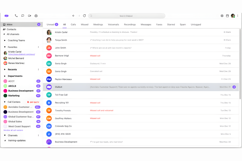 Dialpad screenshot - 10 migliori alternative a RingCentral recensite nel 2026