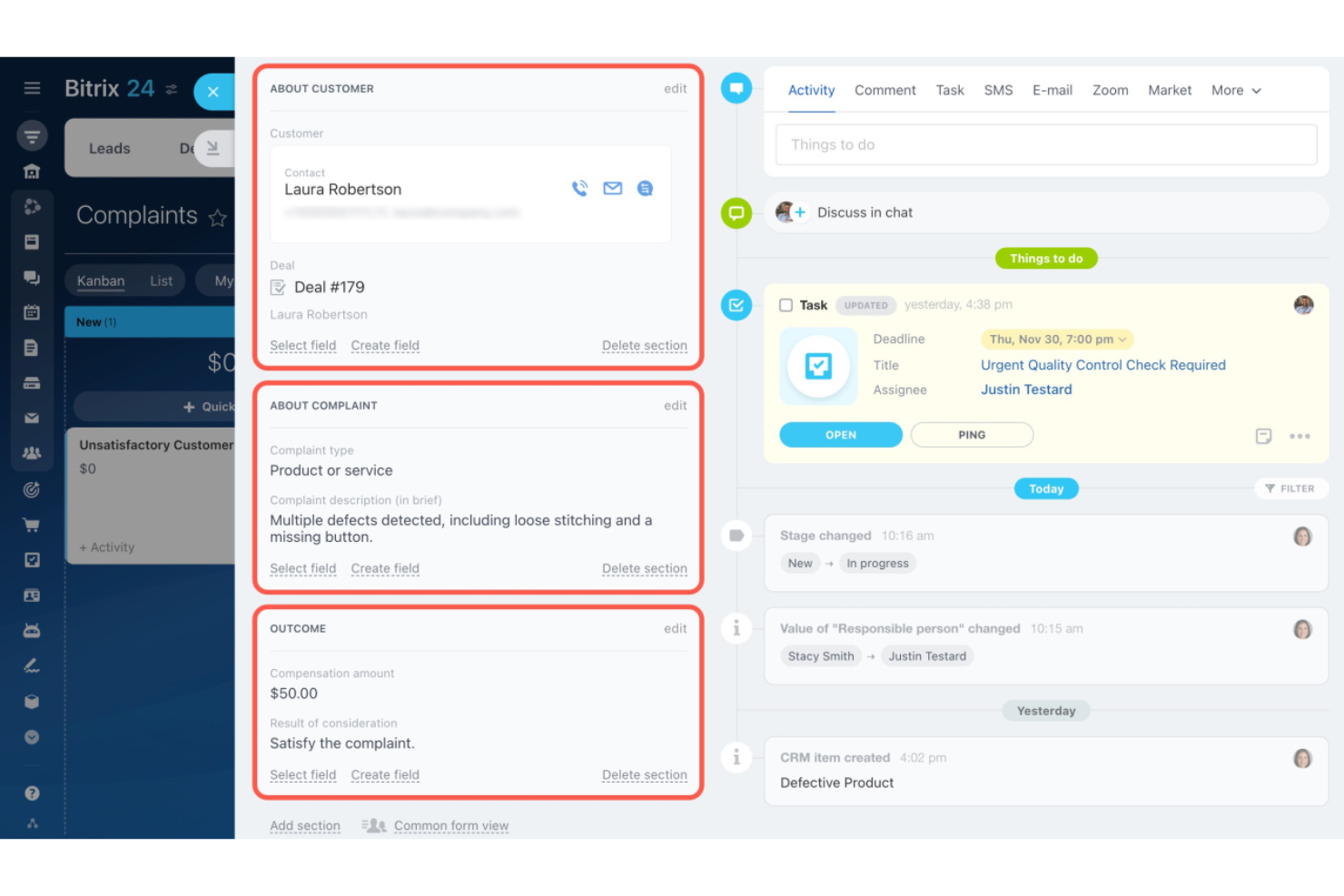 Bitrix24 screenshot - 10 migliori alternative a Odoo nel 2026
