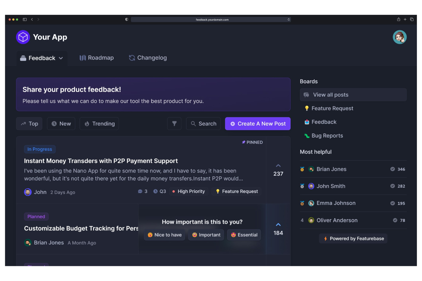 Featurebase screenshot - 20 Canny Alternatives Picked for 2026