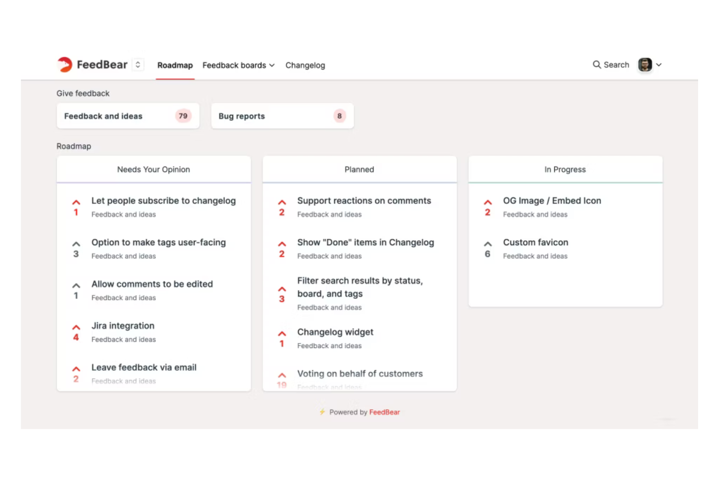 Feedbear screenshot - 20 Canny Alternatives Picked for 2026