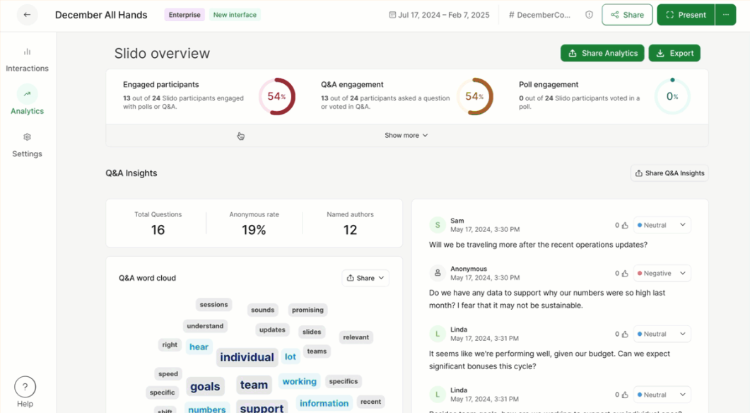 Slido enables live audience polls, Q&amp;A, and feedback for events.