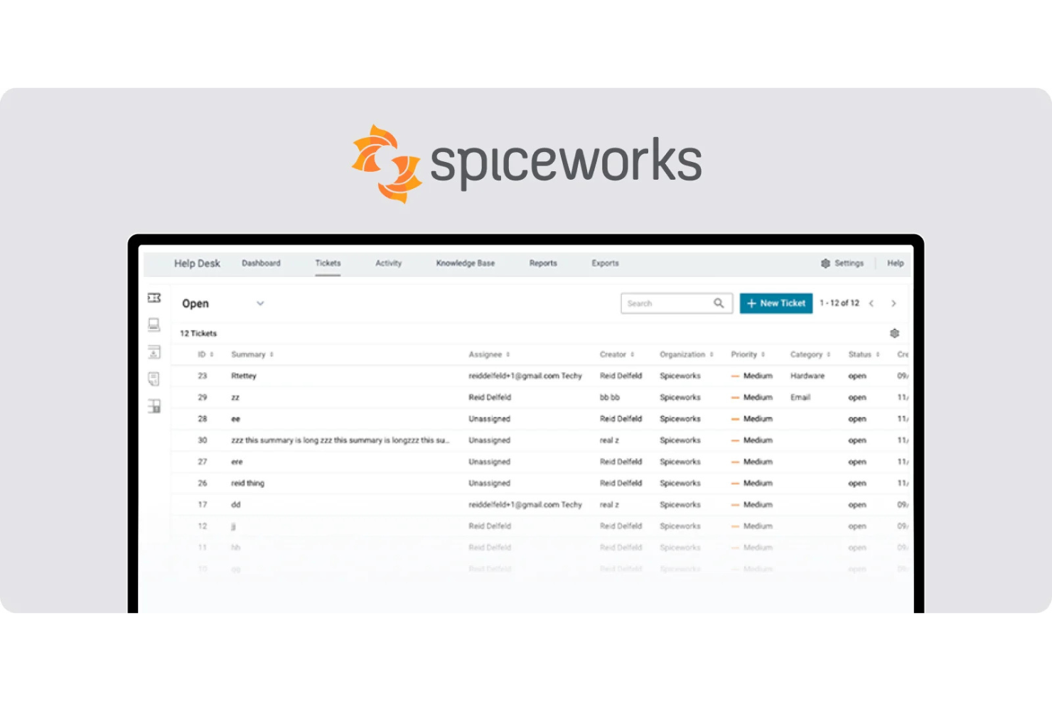 Organizes support tickets and IT tasks in a cloud helpdesk platform.