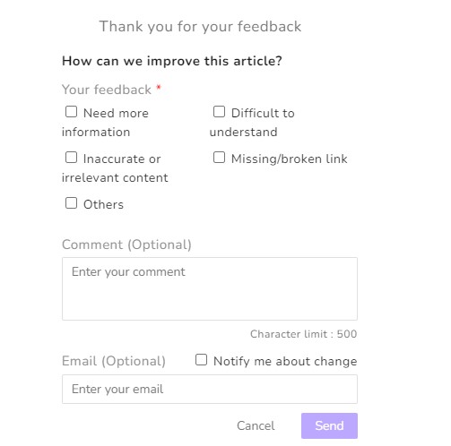 thank you for your feedback screenshot