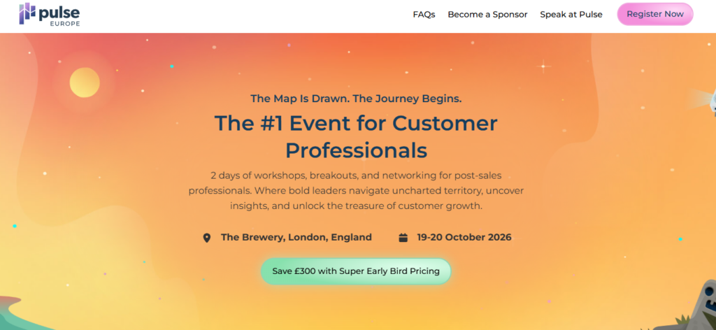 Gainsight Pulse Europe event banner with orange gradient background