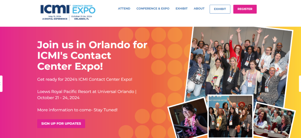 ICMI's Contact Centre Expo website screenshot
