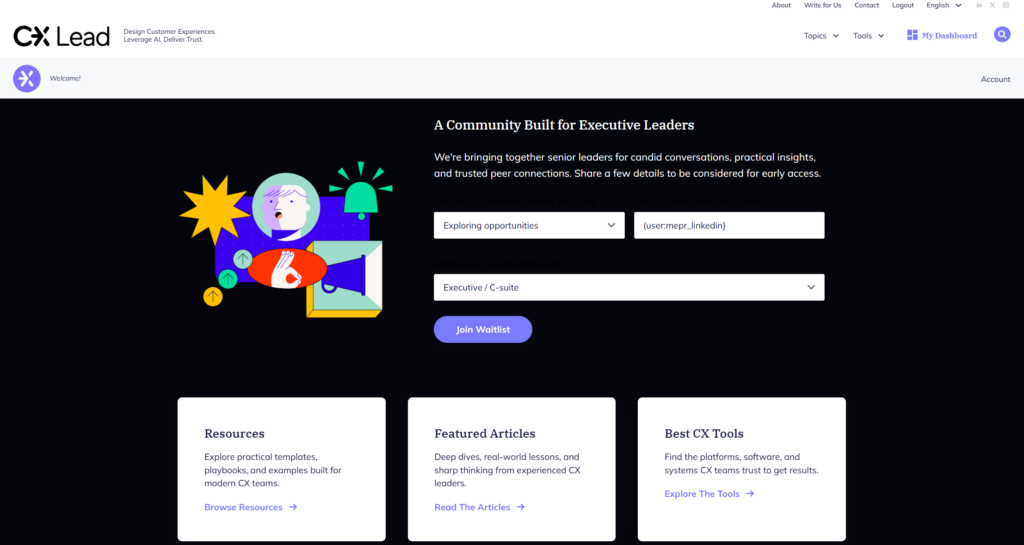 Dashboard der The-CX-Lead-Community.
