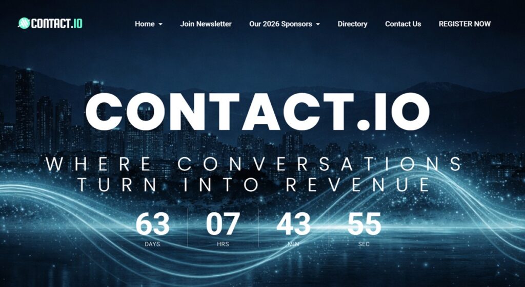 Landing page of the Contact.io 2026 Conference
