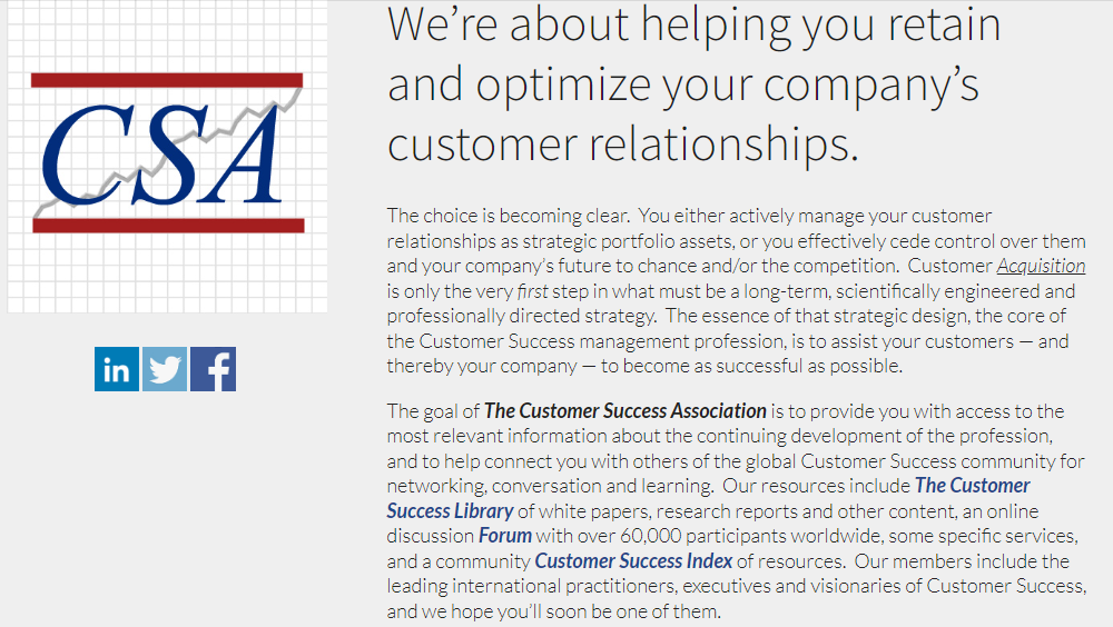 Customer Success Association community overview