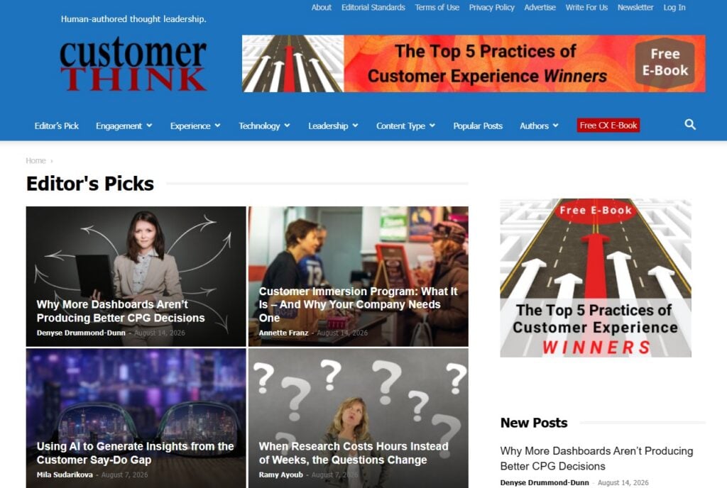 Screenshot of the Customer Think webpage
