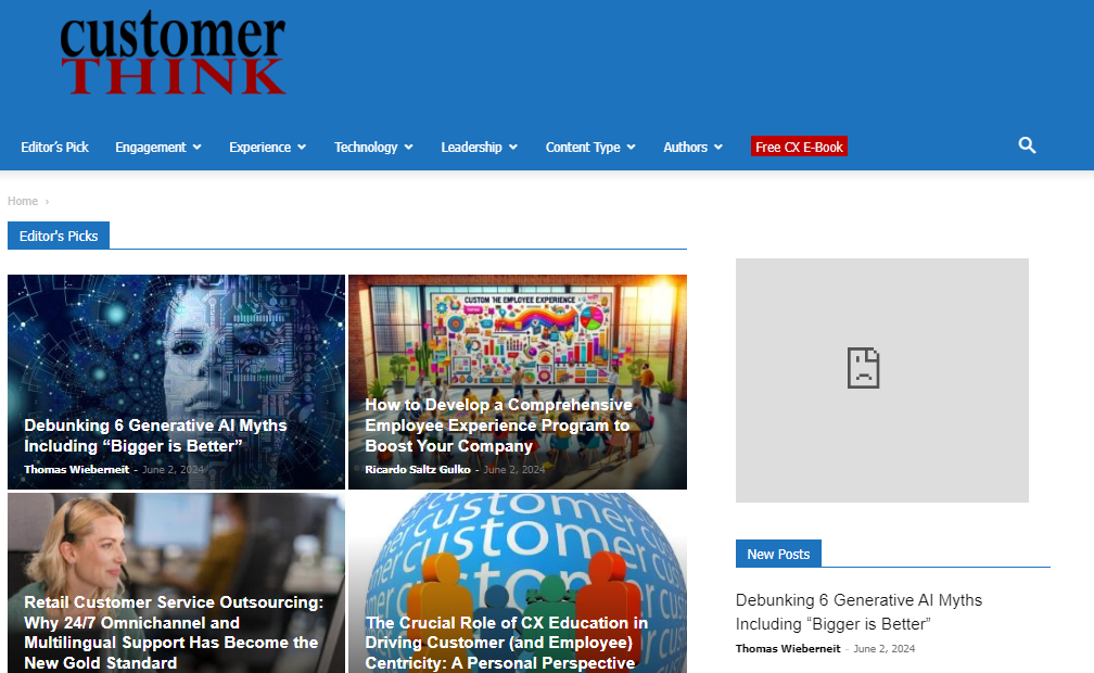 CustomerThink customer service home page