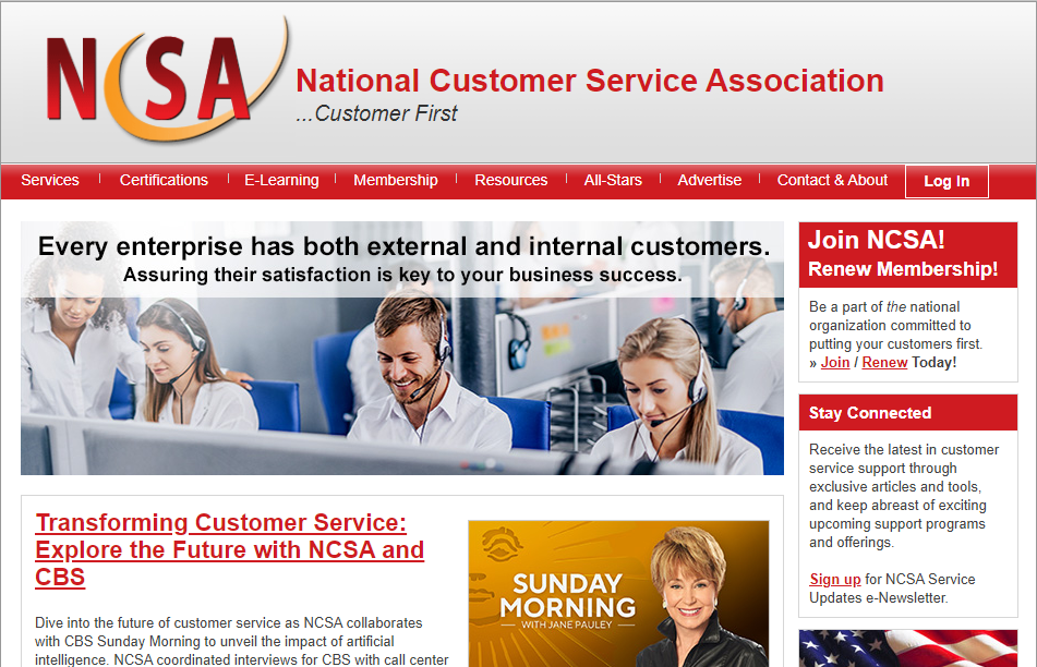 National Customer Service Association screenshot