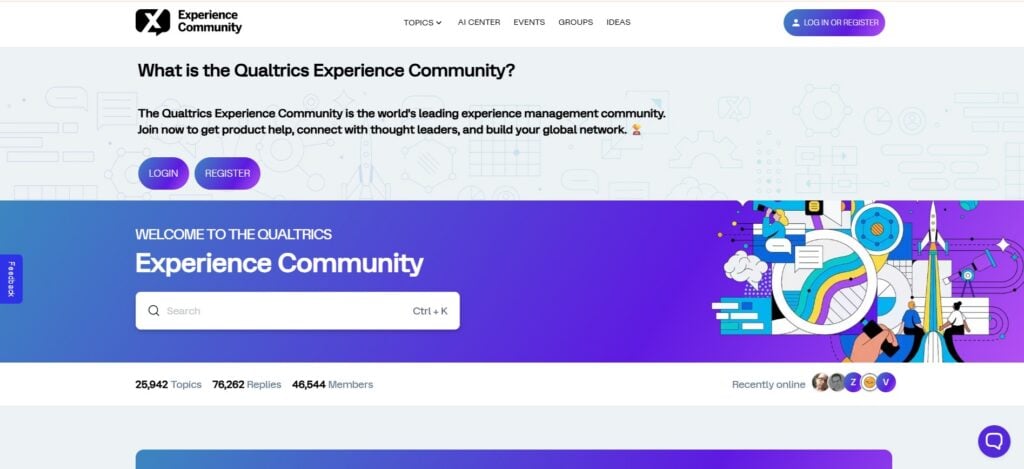 Screenshot of the Qualtrics XM Community page