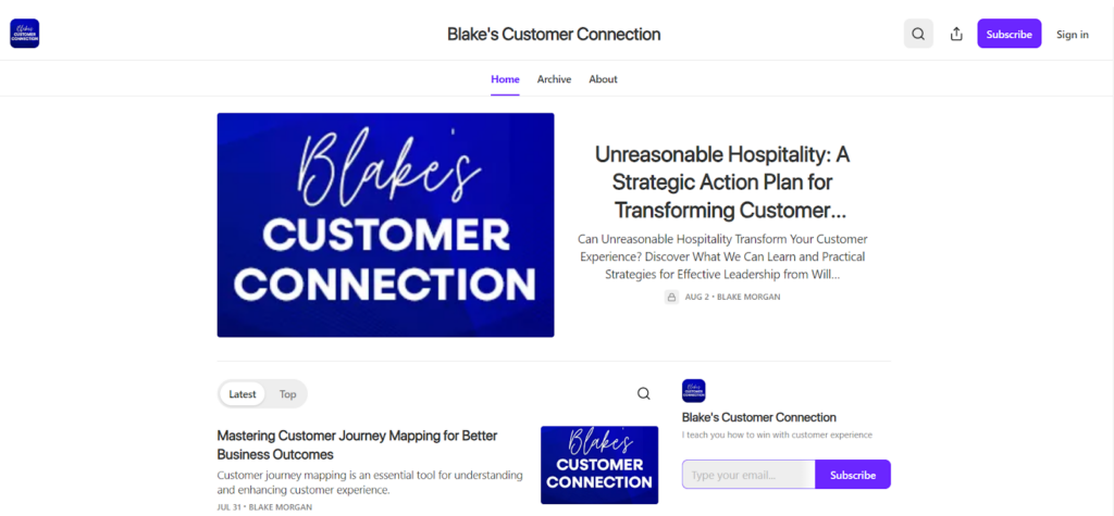 The Blake's Customer Connection website