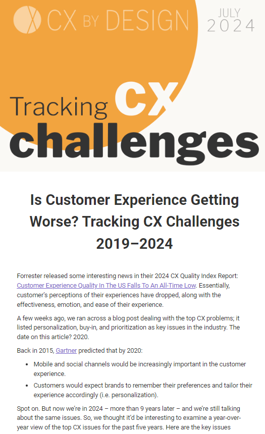 The CX by Design Ideas July newsletter preview