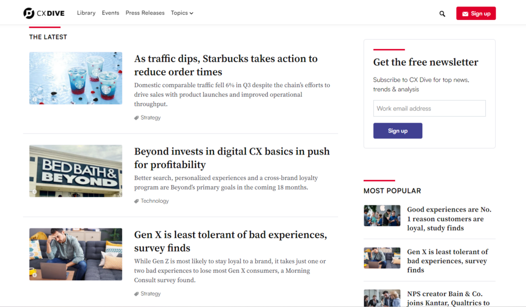 The CX Dive website
