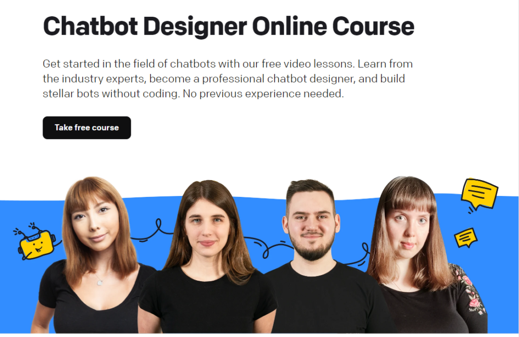 Chatbot Designer Online Course website screenshot