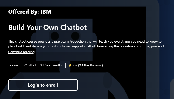 Build Your Own Chatbot course screenshot