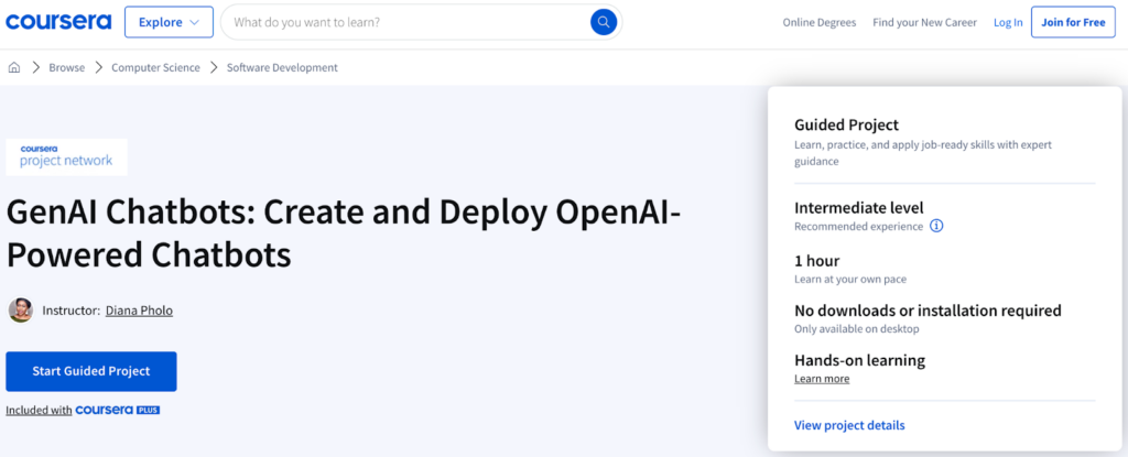 GenAI Chatbots: Create and Deploy OpenAI-Powered Chatbots website screenshot