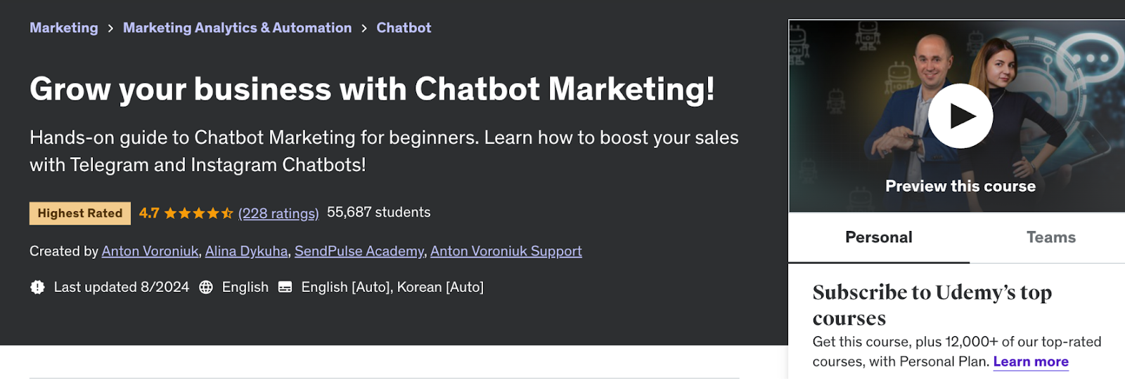 Grow Your Business with Chatbot Marketing! website screenshot