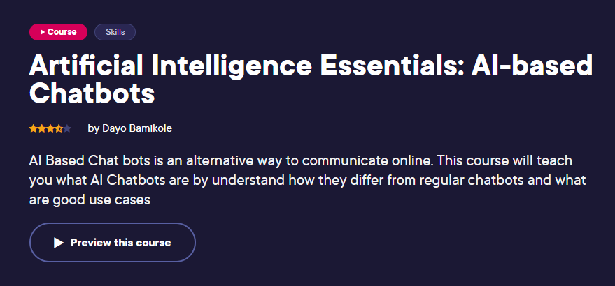 Artificial Intelligence Essentials: AI-based Chatbots website screenshot