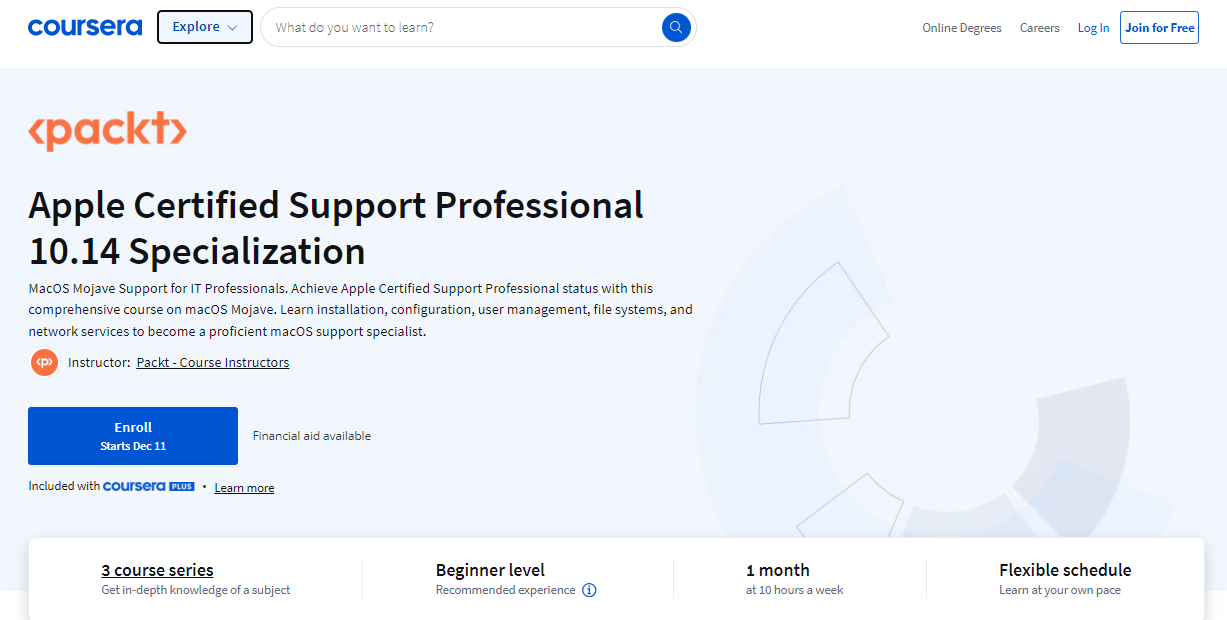 Apple Certified Support Professional 10.14 Specialization website landing page