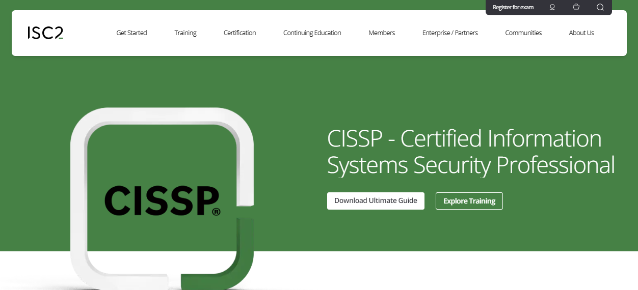 Certified Information Systems Security Professional (CISSP) website landing page