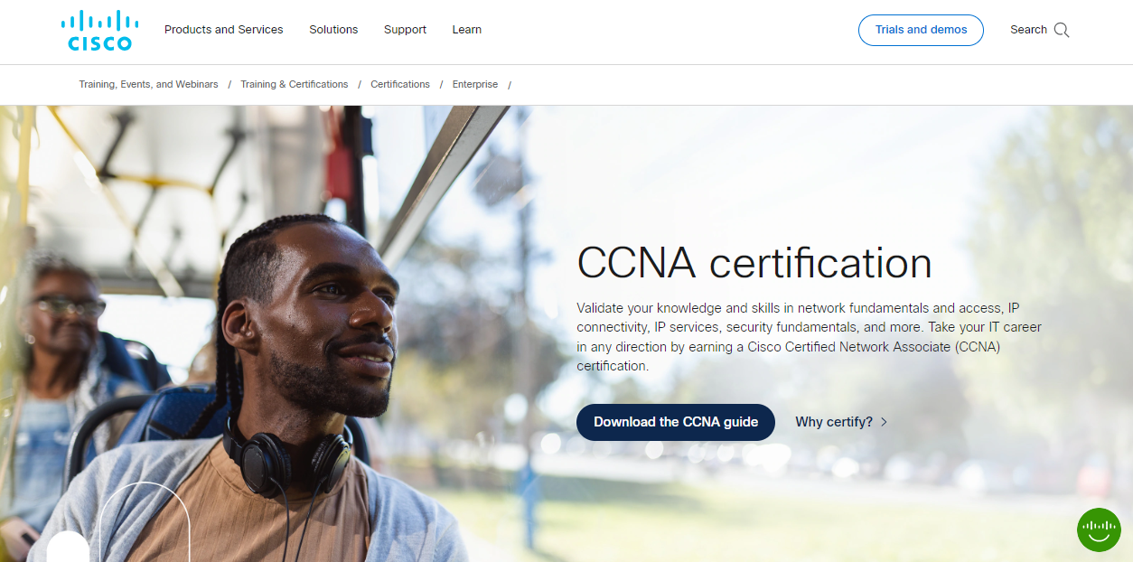 Cisco Certified Network Associate (CCNA) website landing page