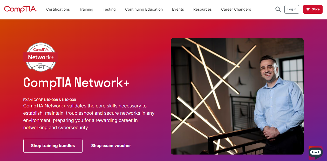 CompTIA Network+, a help desk certification website landing page
