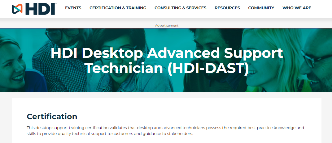 HDI Desktop Support Technician (HDI-DST), a help desk certification