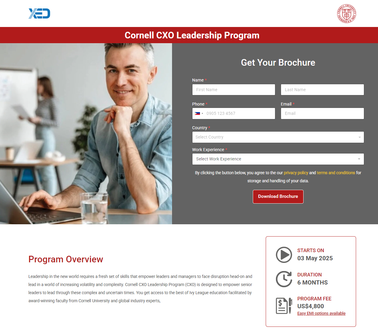 Cornell CXO Leadership Program (CXO) certifications screenshot