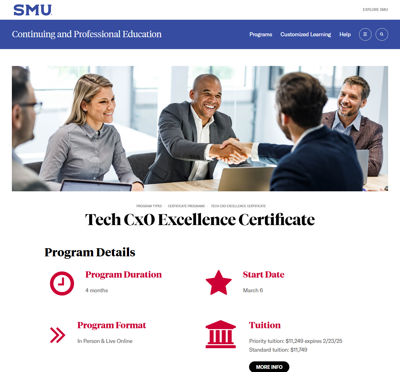 Tech CxO Excellence Certificate website screenshot