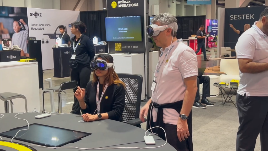 An attendee during a product's hands-on demonstration at the Customer Connect Expo