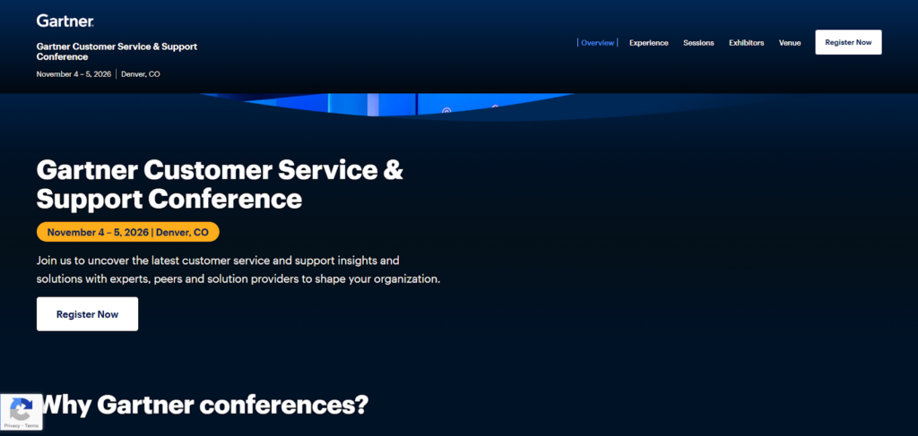 The landing page for the Gartner Customer Service & Support Conference