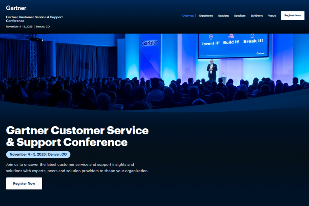 Gartner Customer Services &amp; Support Conference website screenshot