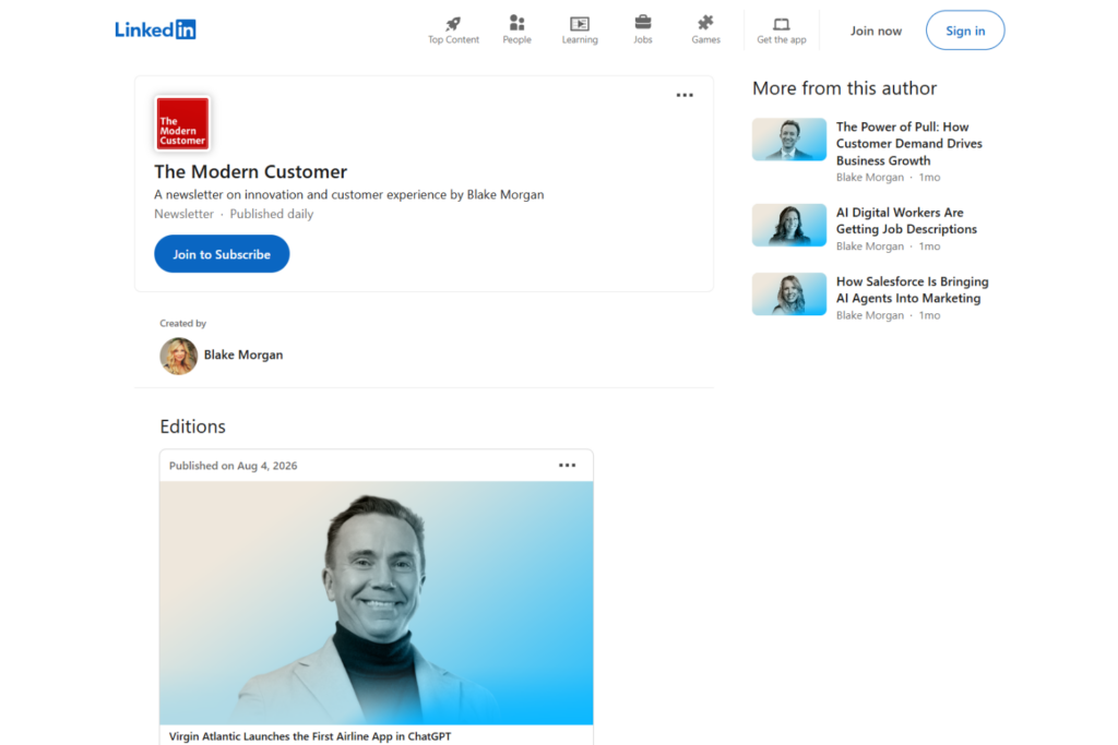 Newsletter-Seite „Der moderne Kunde“