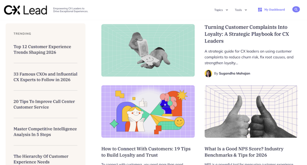The CX Lead homepage