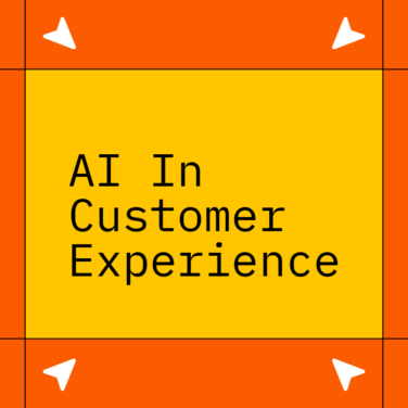 Ai in customer experience text on orange and red background