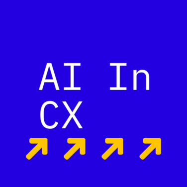 Ai in cx text on blue background