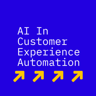 Ai in customer experience automation text on blue background