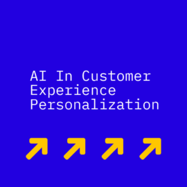 Ai in customer experience personalization text on blue background