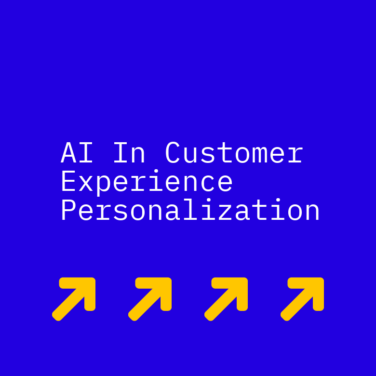Ai in customer experience personalization text on blue background