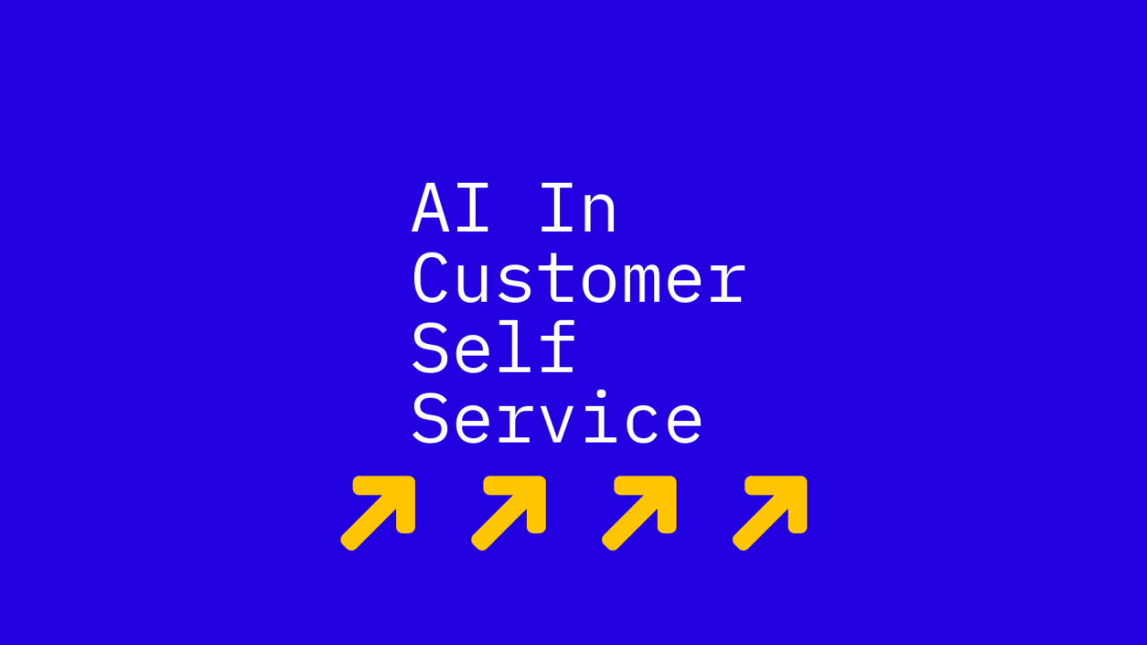 Ai in customer self service text on blue background