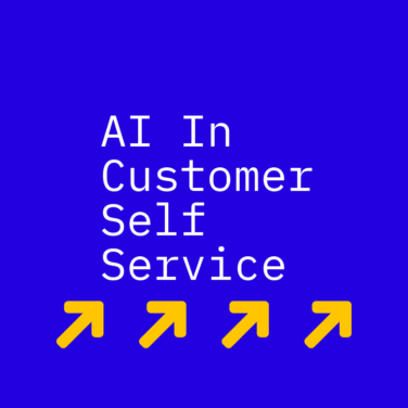Ai in customer self service text on blue background