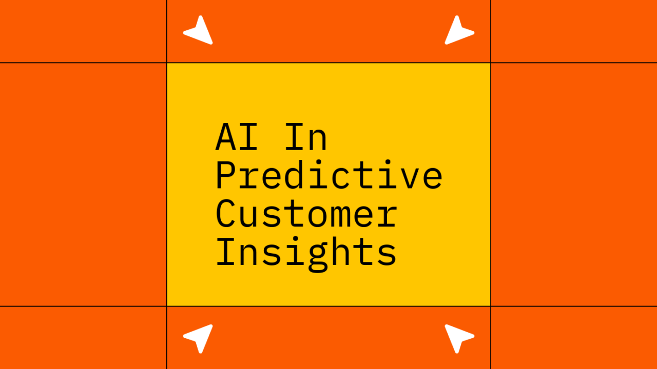 Ai in predictive customer insights text on red and orange background