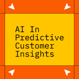 Ai in predictive customer insights text on red and orange background